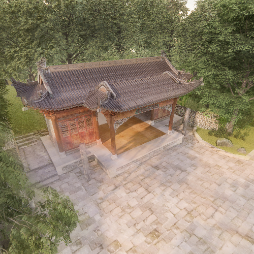 2021陕西汉中青木川古村落数字化测绘项目——瞿氏庄园戏台