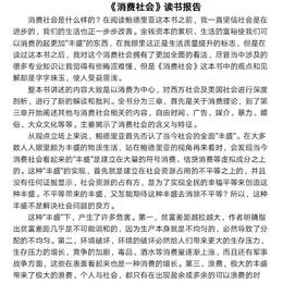 《消费社会》读书报告